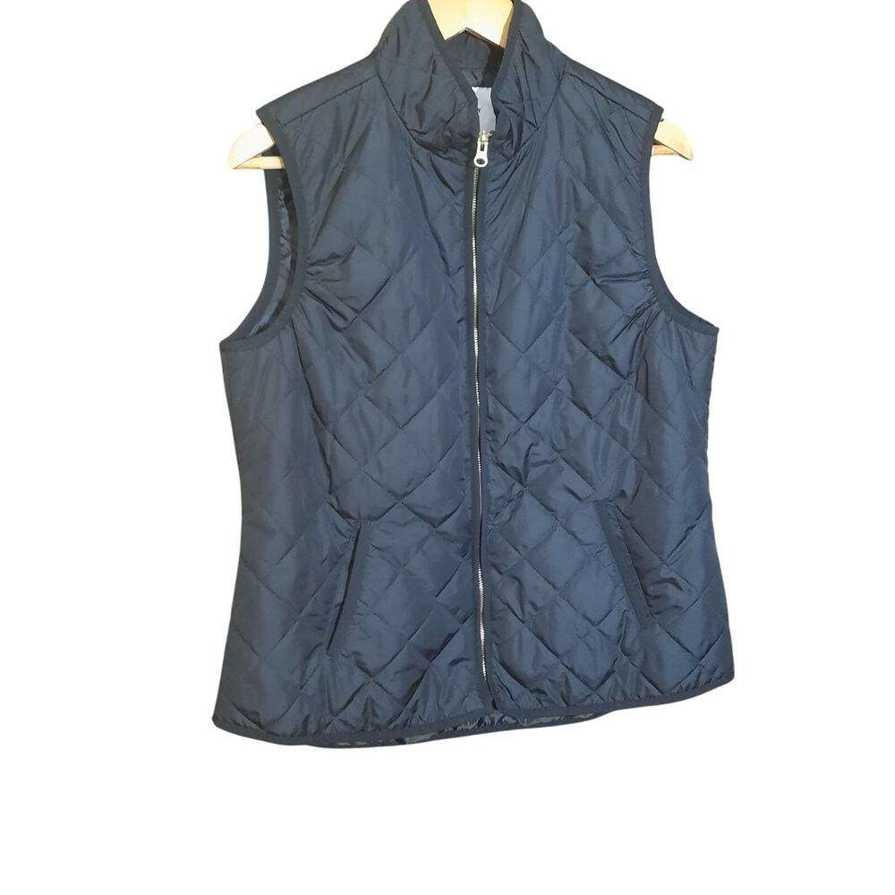 Old Navy Womens Black Jack Quilted Puffer vest Stand-up Collar Full Zip Size L